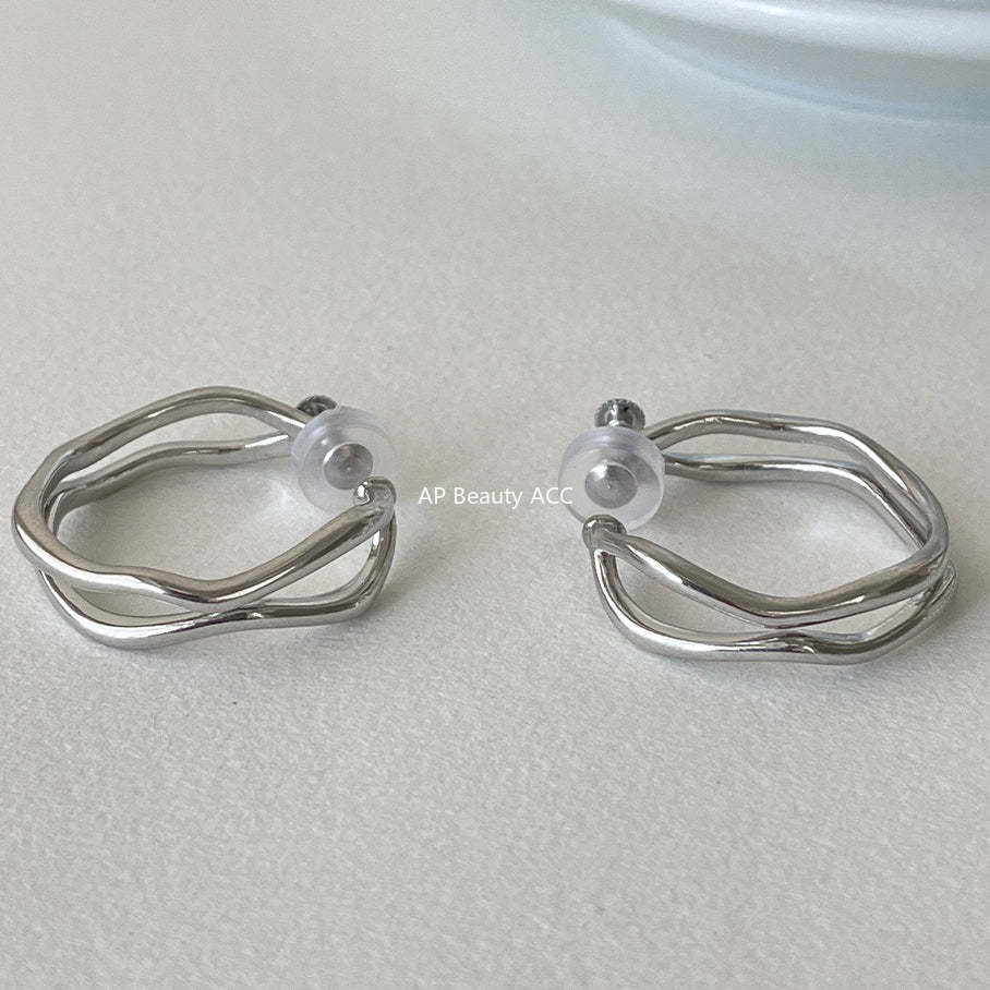 A관 - 불규칙 더블 레이어 귀찌 귀걸이 [EJ-60] 25.12-3