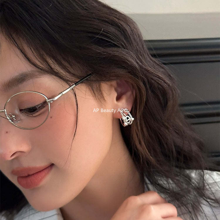 A관 - C형 라인 디자인 하트 돼지코 스터드 귀걸이 [EH-4107] 25.10-5