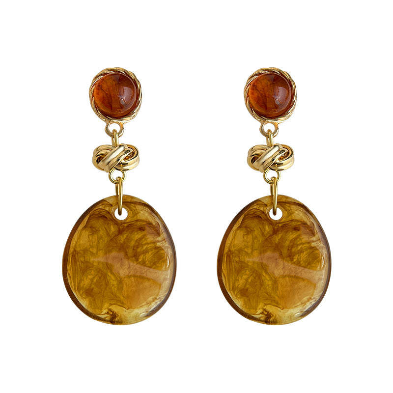 C관 - 핸드메이드 원형 레진 디자인 드롭 925 은침 귀걸이 [7104] 25.11-3