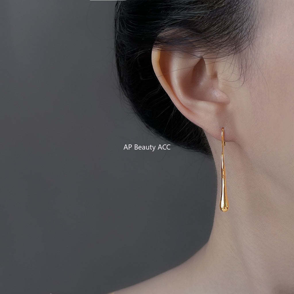 C관 - 14K 도금 불규칙 물방울 디자인 후크 귀걸이 [6919] 25.10-4