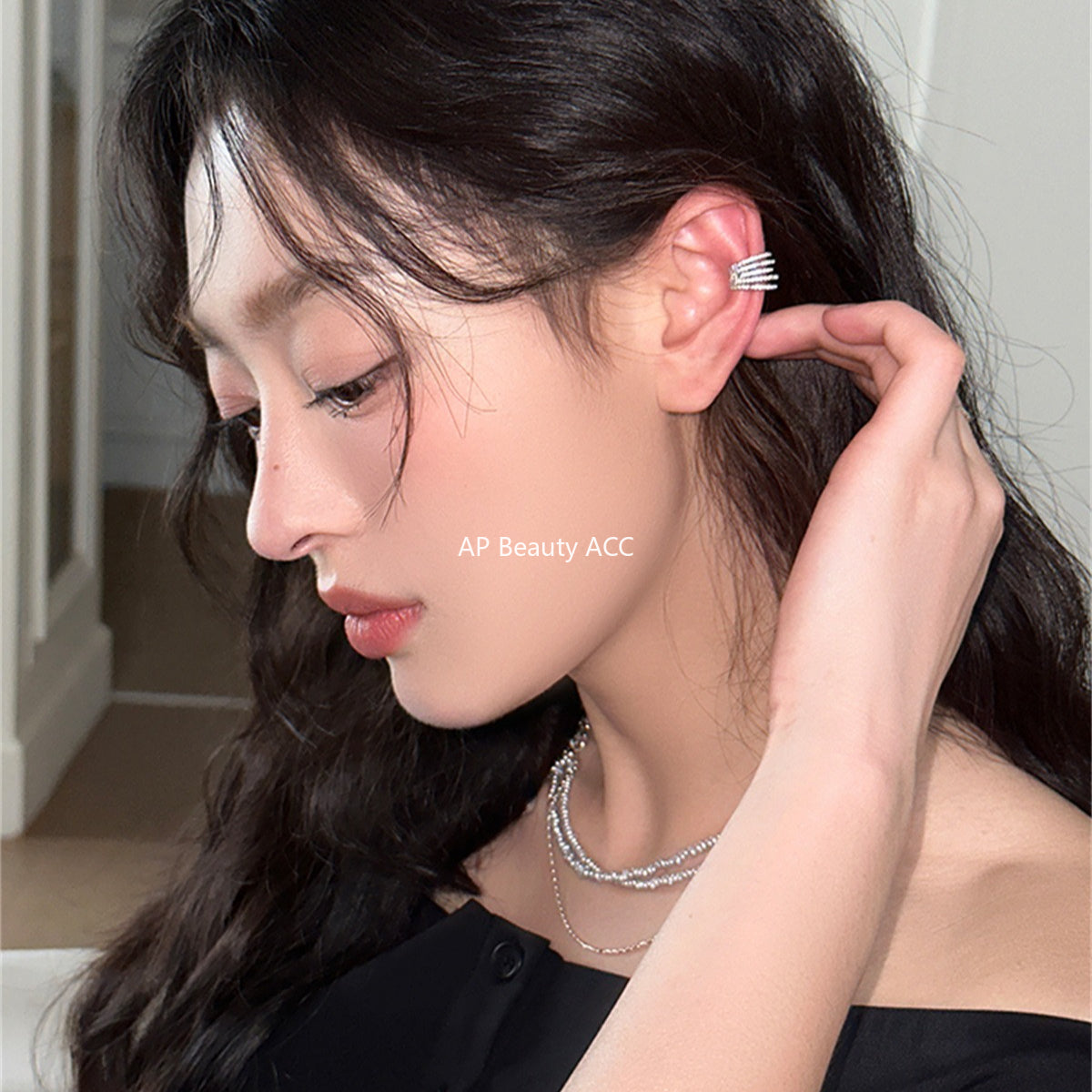 A관 - 멀티 라인 풀큐빅 이어커프 귀걸이 [EH-3973] 25.10-1