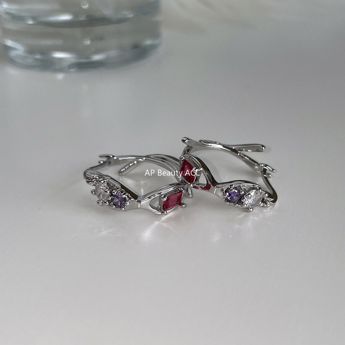 A관 - 925 은침 컬러 큐빅 링 귀걸이 [EH-4027] 25.10-2