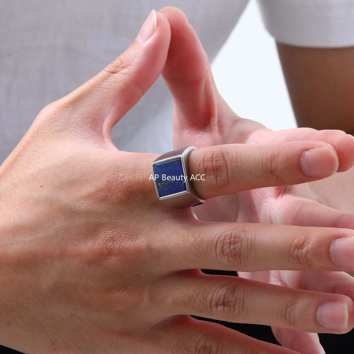 G관 - 스테인리스 스틸 사각 천연석 반지 [RC682] 25.10-5