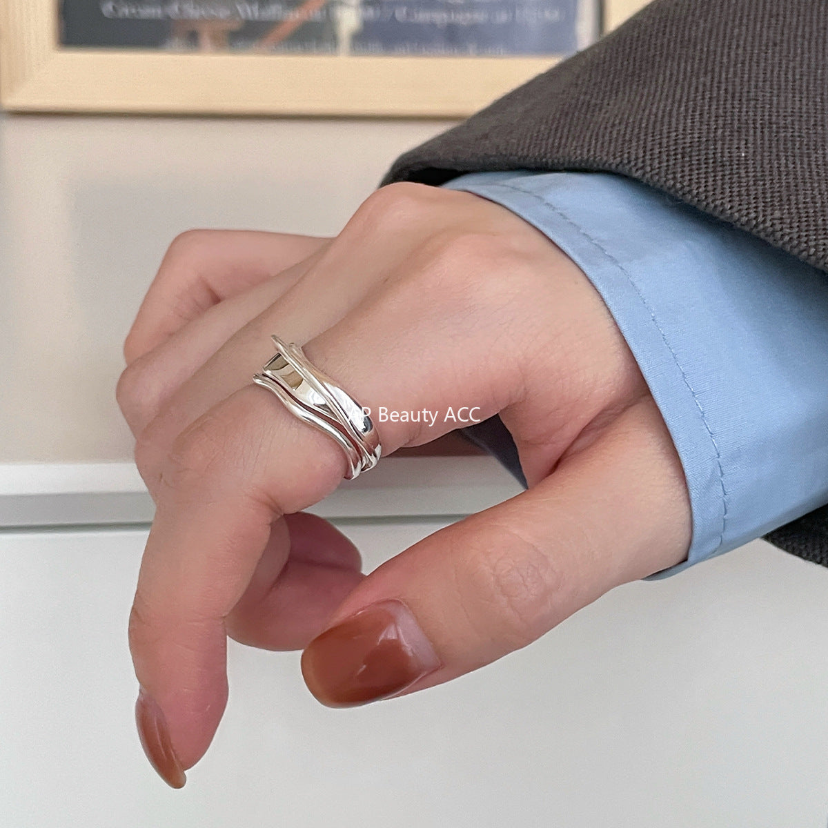 A관 - 925 실버 심플 레이어 오픈형 반지 [JZ-0595] 25.11-2