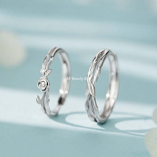 B관 - 999 실버 플라워 디자인 커플 반지 [YC5149R_1] 25.12-2