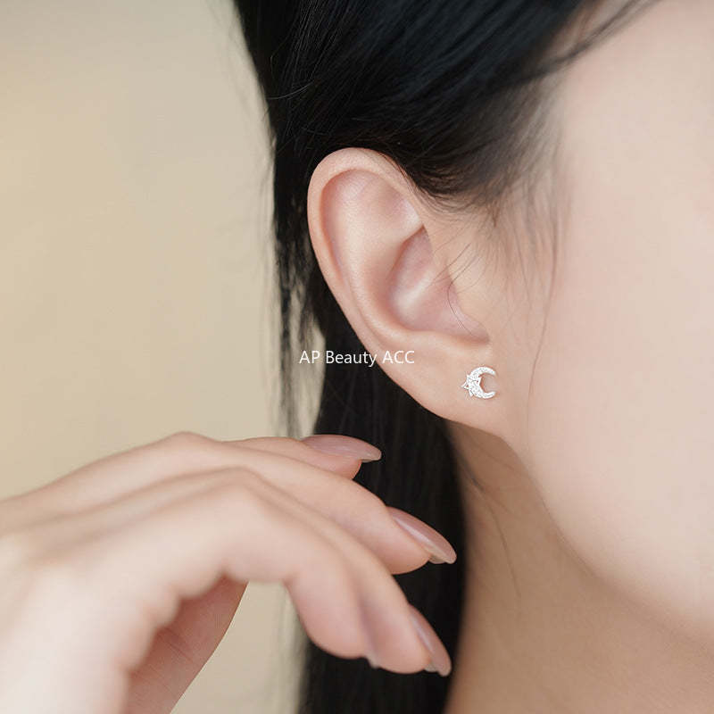 B관 - 999 실버 달 별 디자인 귀걸이 [YC4490E_1] 25.11-3
