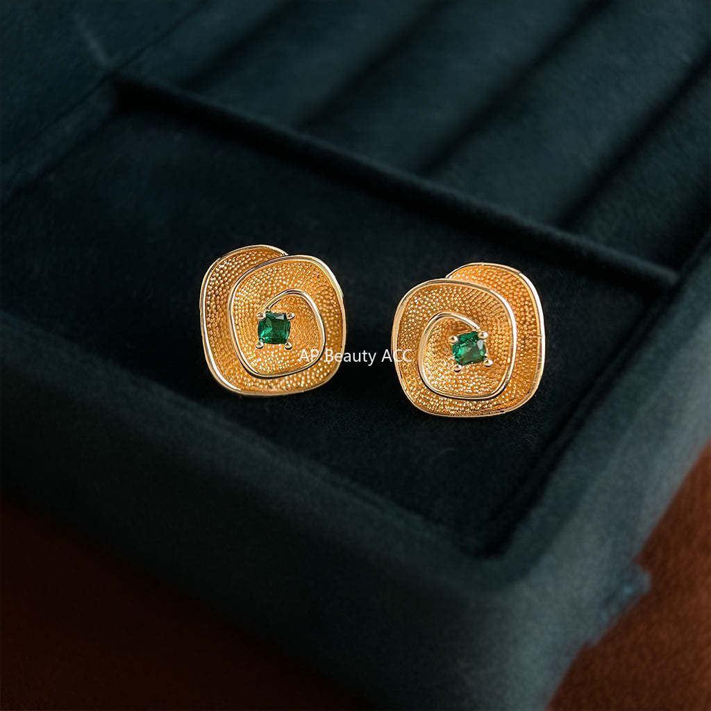 C관 - 925 은침 큐빅 기하학 사각 디자인 귀걸이 [6954] 25.10-4