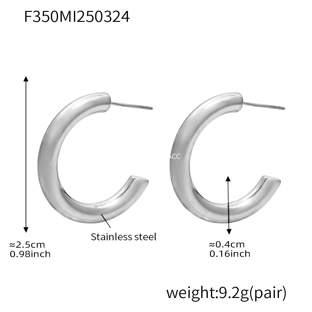 D관 - C형 디자인 스테인리스 스틸 18K 도금 귀걸이 [F350] 25.04-1