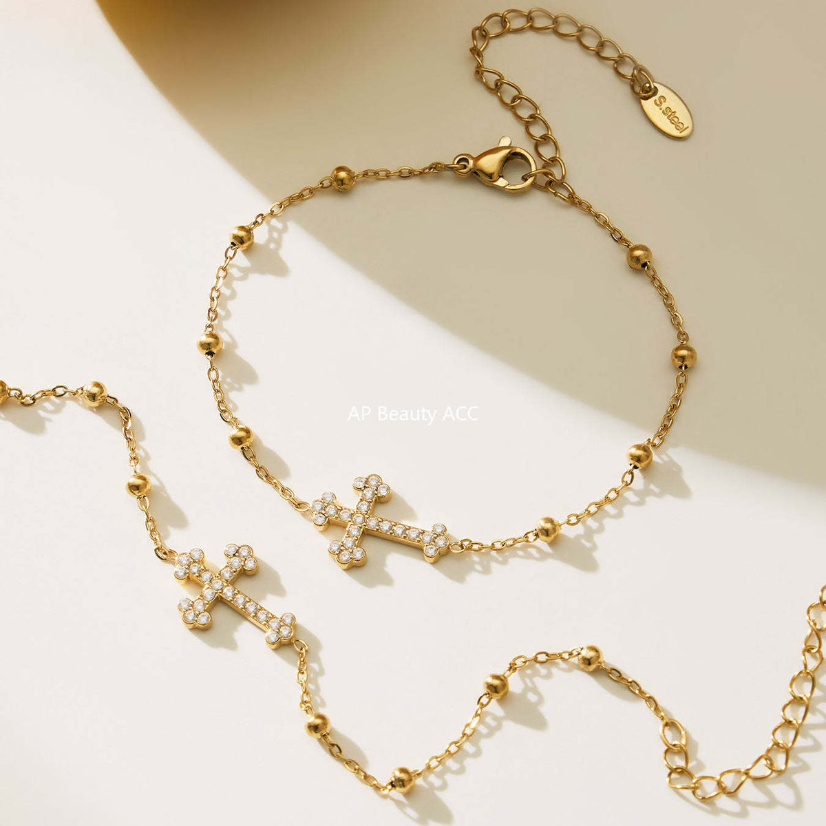 D관 - 스테인리스 스틸 십자가 큐빅 펜던트 목걸이 팔찌 귀걸이 반지 [TXP487] 25.11-4