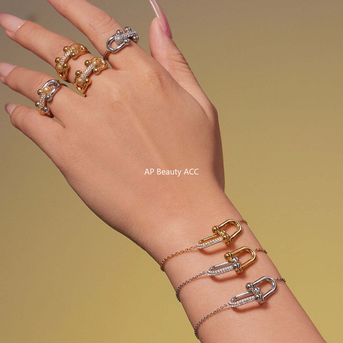 D관 - 스테인리스 스틸 말발굽 모양 큐빅 펜던트 18K 도금 귀걸이 반지 팔찌 목걸이 [TXP501] 25.11-4