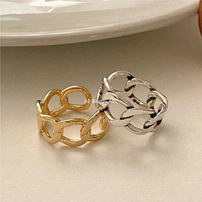 F관 - 925 실버 체인 디자인 오픈형 반지 [J1708] 25.10-4