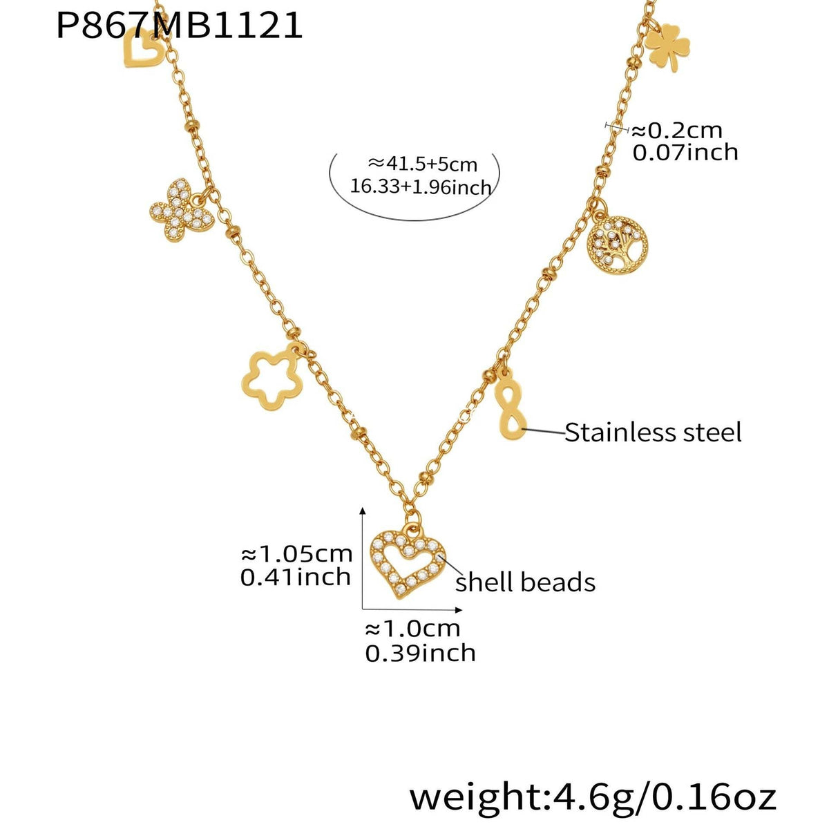 D관 - 스테인리스 스틸 하트 풀큐빅 레이어드 18K 도금 목걸이 [P874] 25.11-4