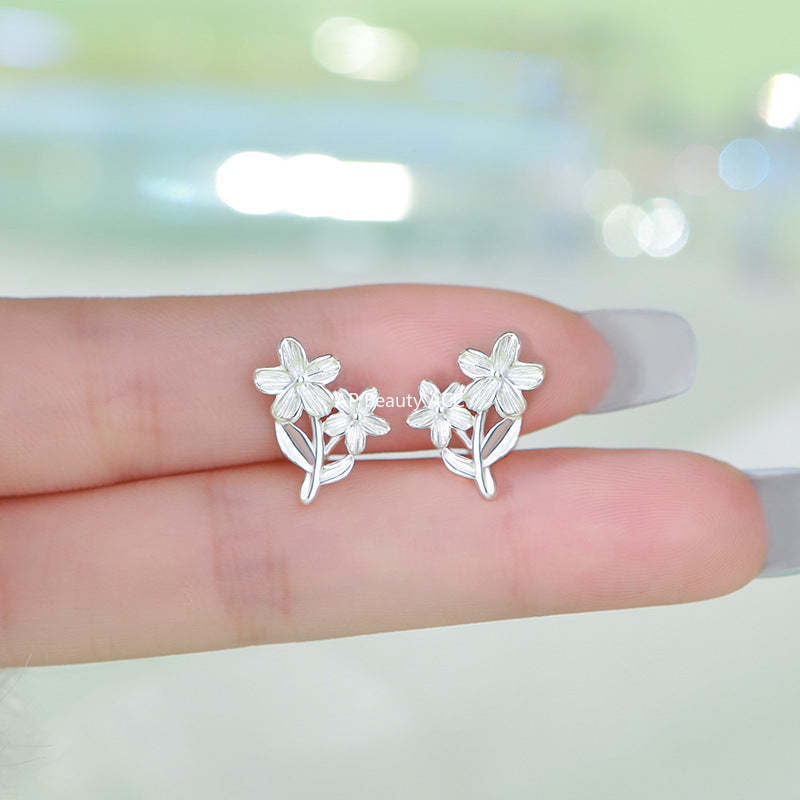 B관 - 999 실버 플라워 모양 피어싱 귀걸이 [YC2548E_2] 25.09-4