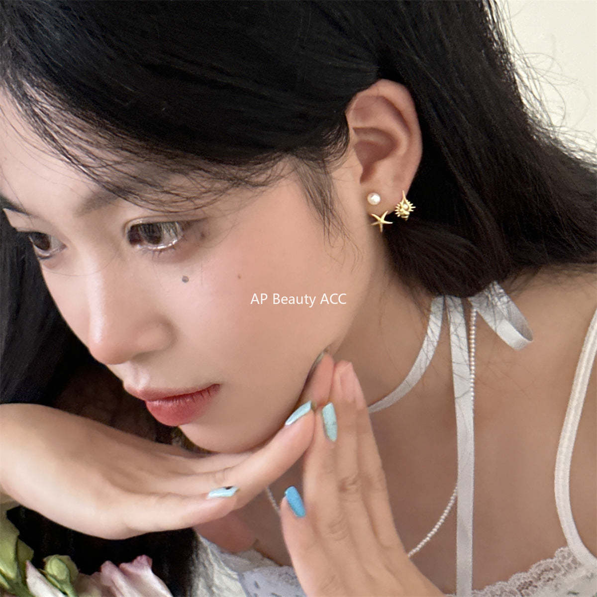 A관 - 925 은침 진주 별 소라 디자인 귀걸이 [EH-3098] 24.08-1