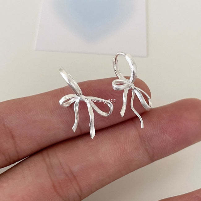 A관 - 리본 모양 샌딩 925 은침 귀걸이 [EH-3250.SJ] 25.12-2