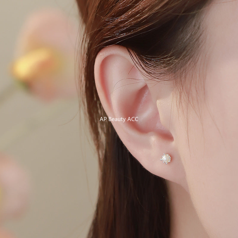 B관 - 999 실버 심플 진주 귀걸이 [YC3343E_1] 25.10-1