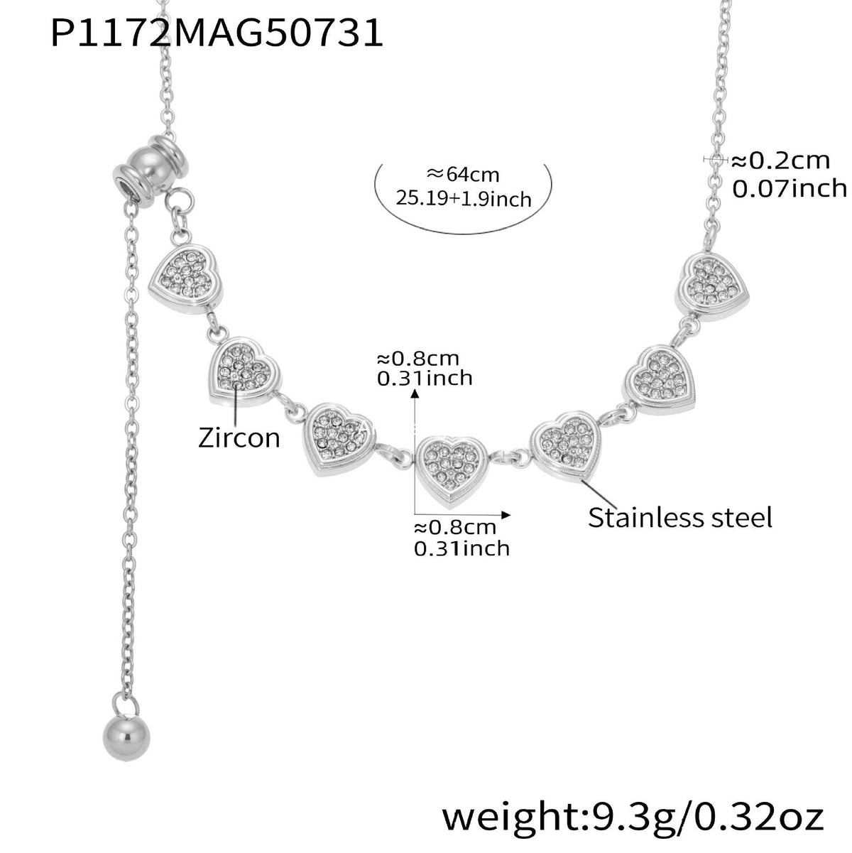 D관 - 스테인리스 스틸 큐빅 하트 팔각별 펜던트 목걸이 [P1172-P1174] 25.08-2