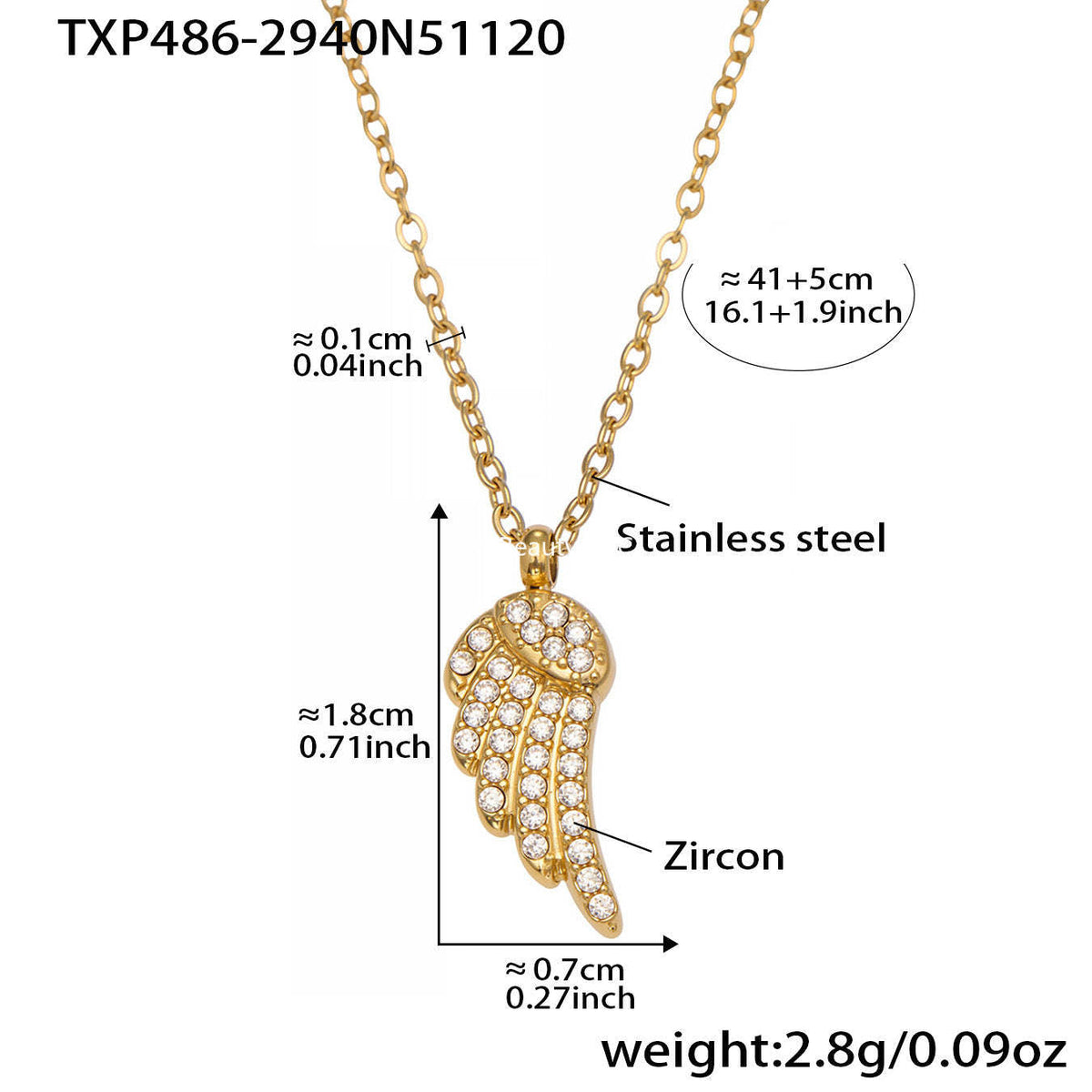 D관 - 스테인리스 스틸 날개 큐빅 18K 도금 팔찌 목걸이 귀걸이 반지 [TXP486] 25.11-4