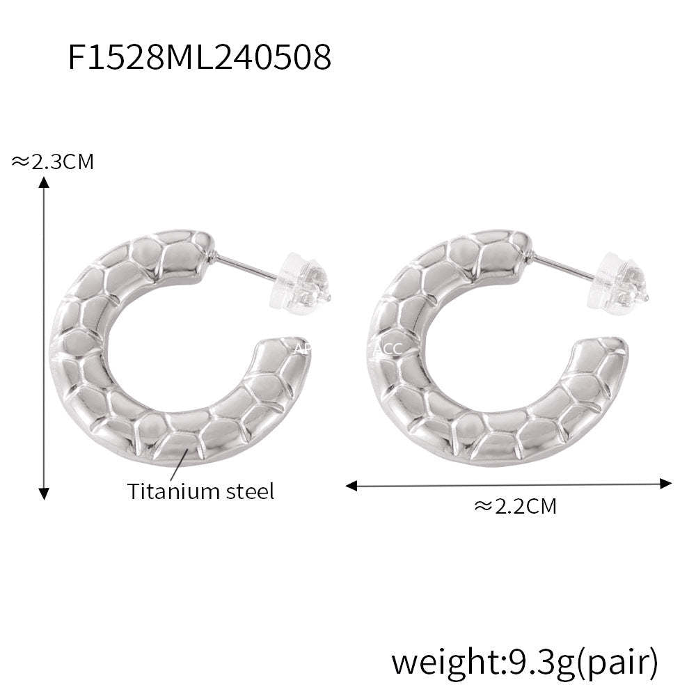 D관 - 티타늄 스틸 우아한 대리석 패턴 디자인 귀걸이 [F1527-28] 24.05-3