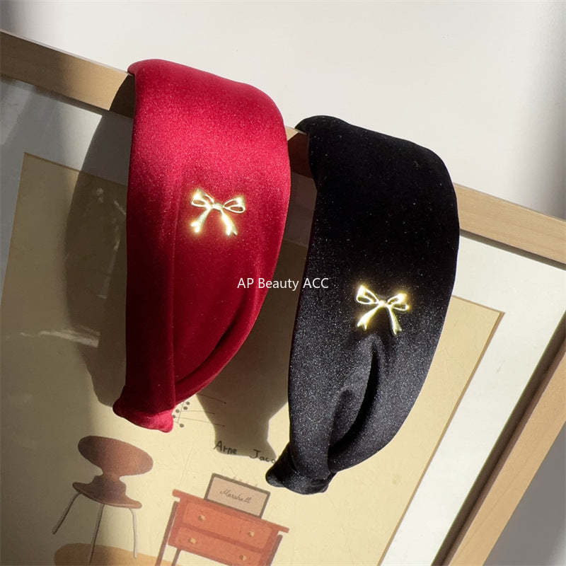 E관 - 가을겨울 벨벳 리본 디자인 와이드 머리띠 [27731] 25.11-4