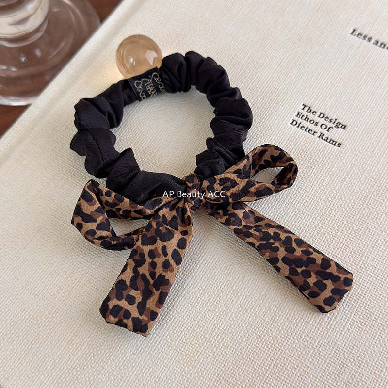 E관 - 호피 패브릭 리본 곱창 헤어밴드 [27487] 25.09-4