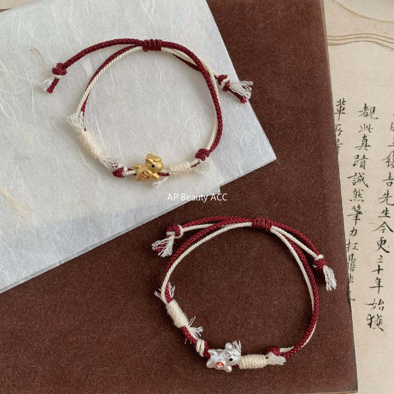 A관 - 999 실버 코인 말 말띠 펜던트 스트랩 팔찌 [1631] 25.12-3