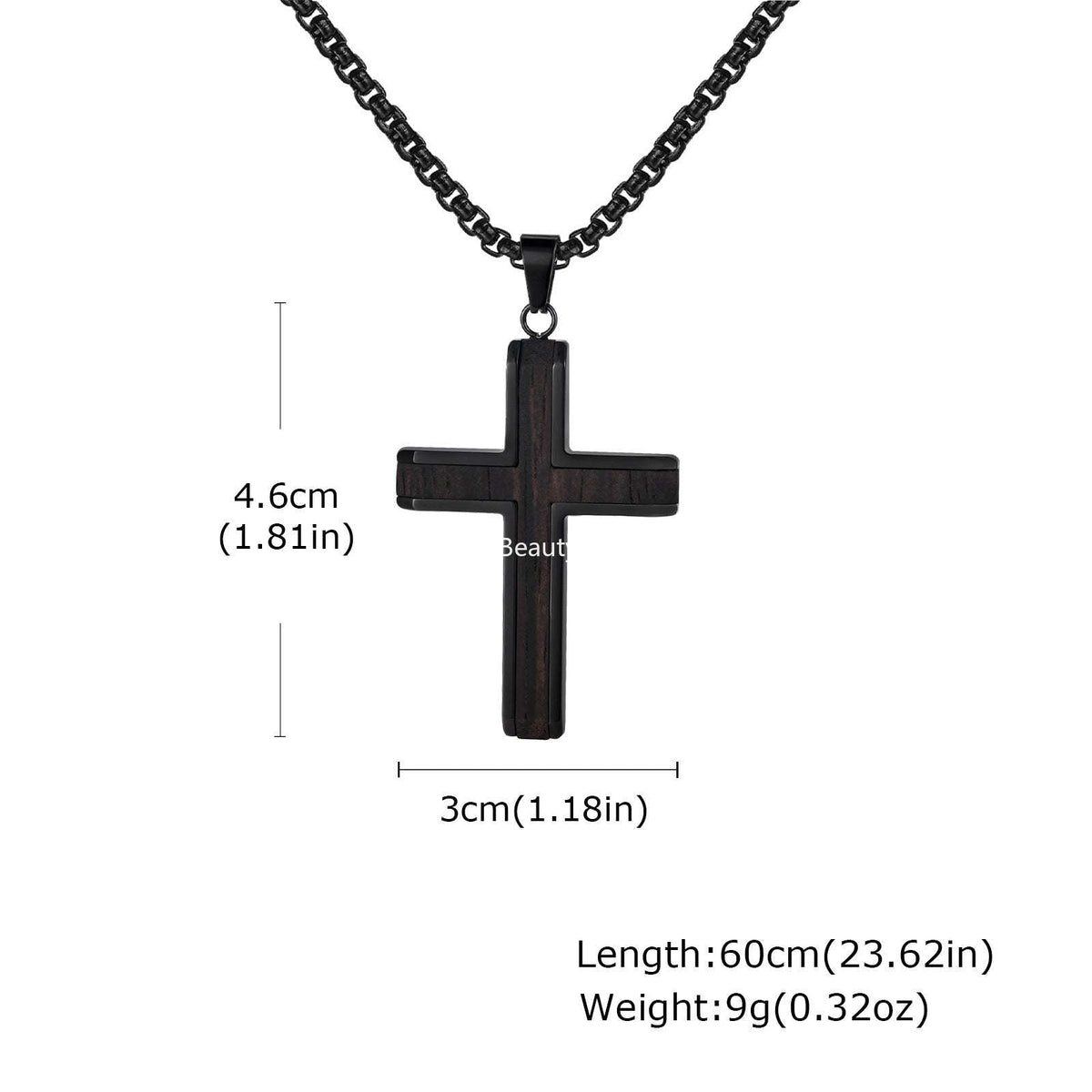 G관 - 흑단 유광 심플 십자가 펜던트 목걸이 [PN-2209] 25.10-4