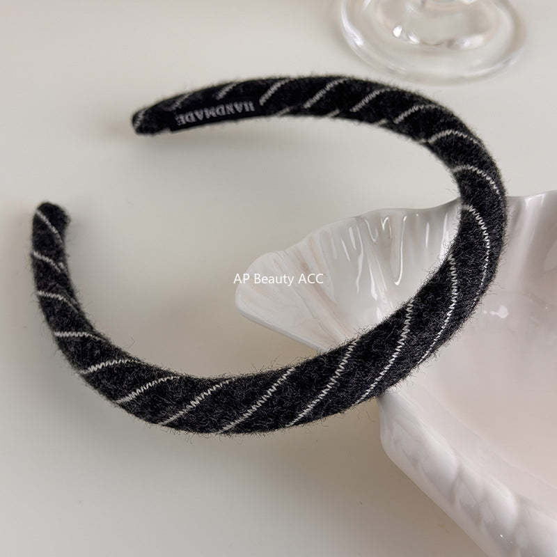 E관 - 사선 스트라이프 니트 울 머리띠 곱창 헤어밴드 [27523] 25.09-4