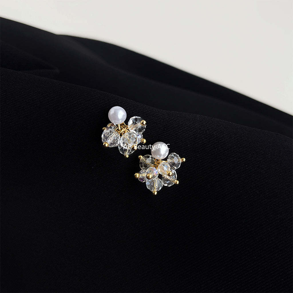 C관 - 유리 크리스탈 고급스러운 수공예 디테일 14K 도금 귀걸이 [4388] 24.06-4