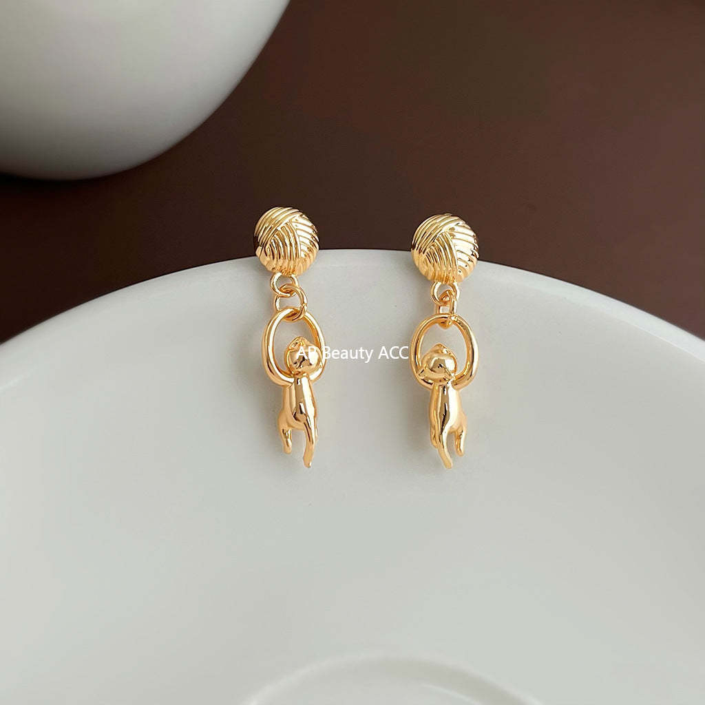 C관 - 925 은침 고양이 털실 디자인 귀걸이 [7042] 25.11-1