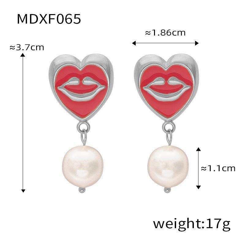 D관 - 러블리 캐릭터 티타늄 스틸 골드 도금 컬러 기하학적 자개 펜던트 스마일 귀걸이 [F065] 24.03-4