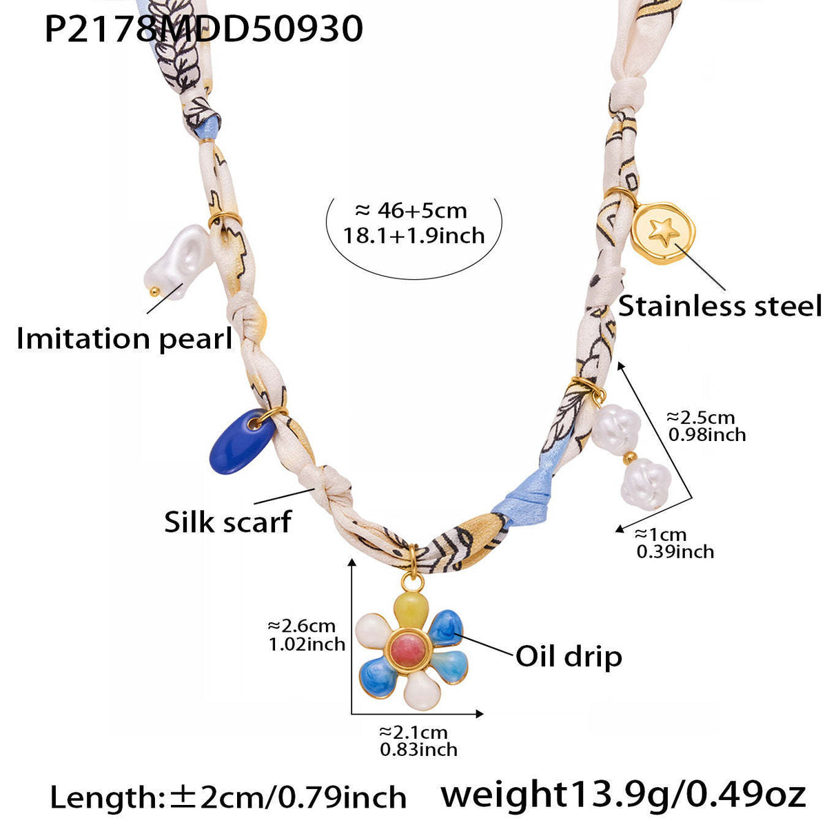 D관 - 스테인리스 스틸 호안석 진주 펜던트 스카프 목걸이 [P2178] 25.10-2