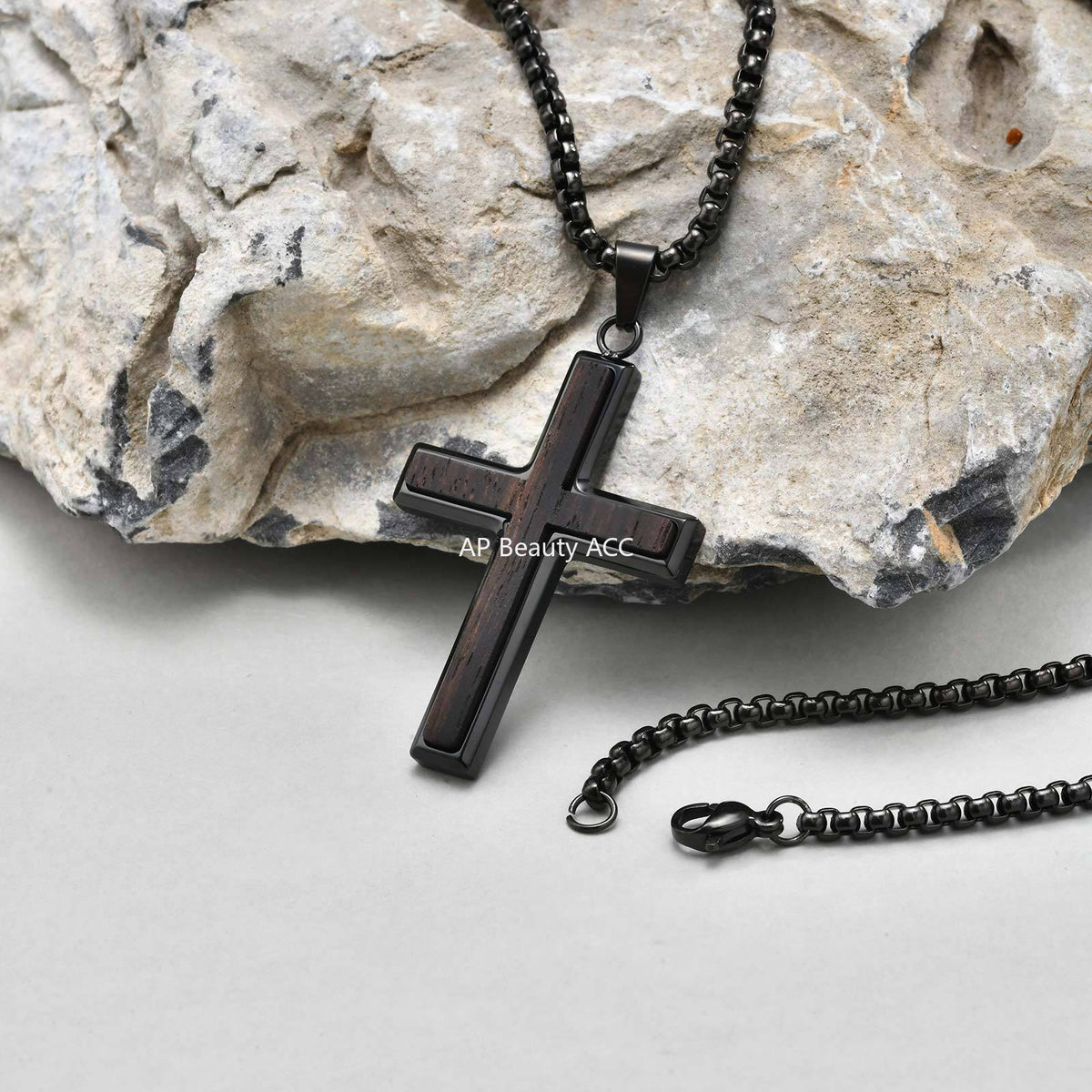 G관 - 흑단 유광 심플 십자가 펜던트 목걸이 [PN-2209] 25.10-4