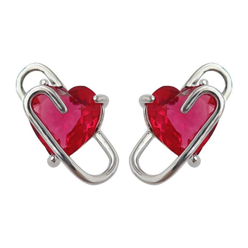 C관 - 미니 큐빅 하트 디자인 핀형 유니크 인스타 감성 귀걸이 [3649] 24.03-3