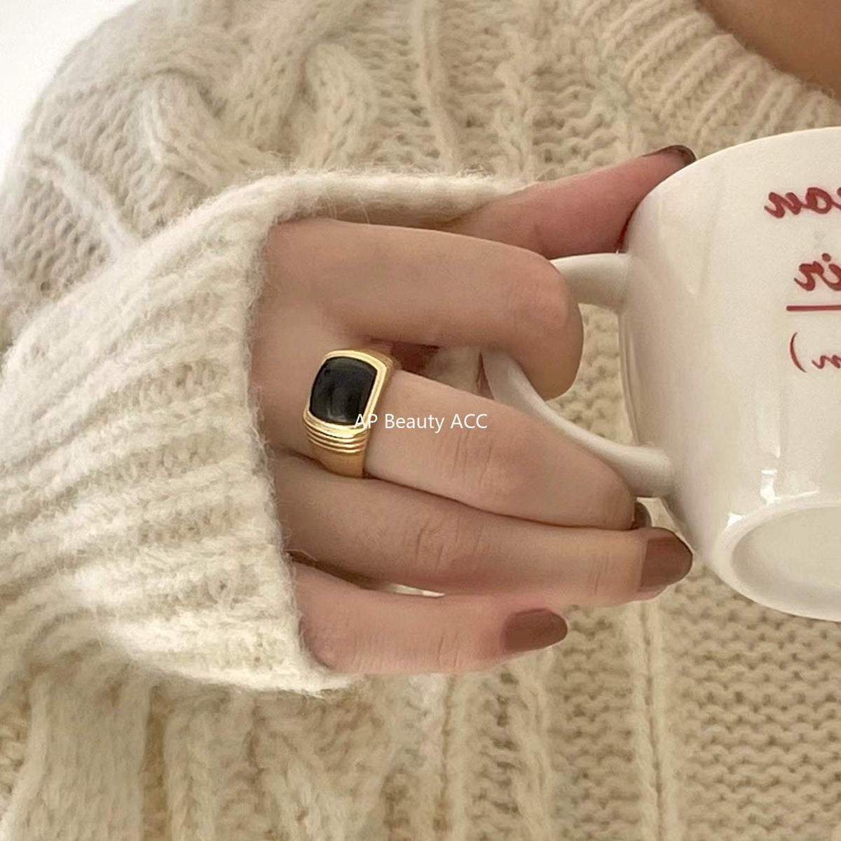 F관 - 925 실버 블랙 오닉스 오픈형 반지 [J1709] 25.12-1