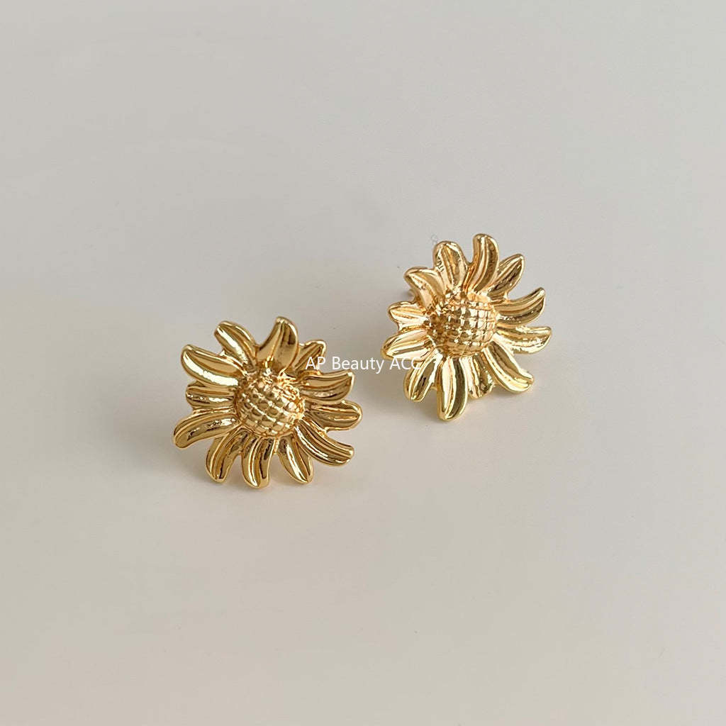 C관 - 플라워 해바라기 디자인 925 은침 귀걸이 [7100] 25.11-3