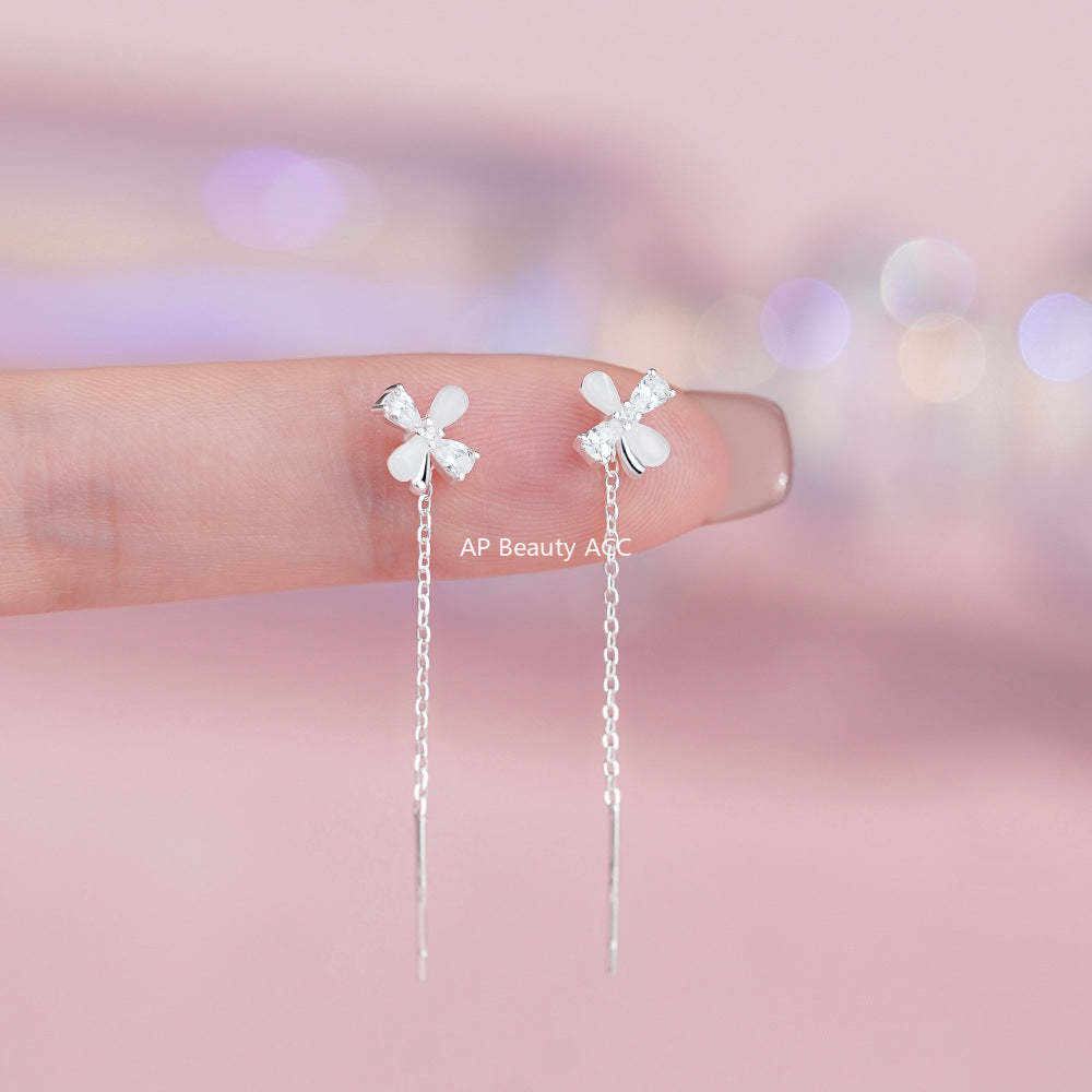 B관 - 925 실버 묘안석 플라워 태슬 귀걸이 [YC2678E_1] 25.12-1