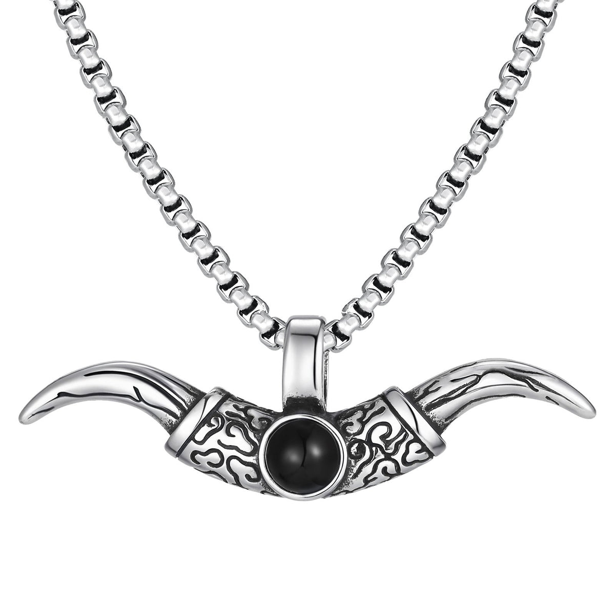 G관 - 스테인리스 소뿔 눈 모양 펜던트 힙합 목걸이 [PN-2244] 25.11-1