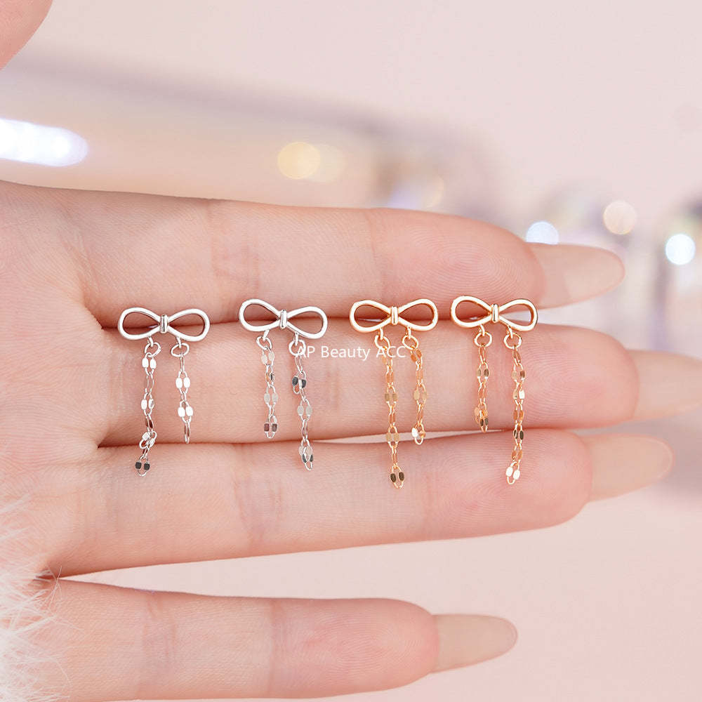 B관 - 925 실버 리본 체인 디자인 귀걸이 [YC4061E_1] 25.12-3