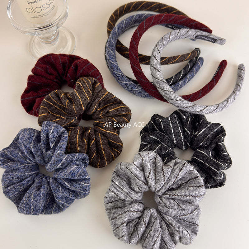 E관 - 사선 스트라이프 니트 울 머리띠 곱창 헤어밴드 [27523] 25.09-4