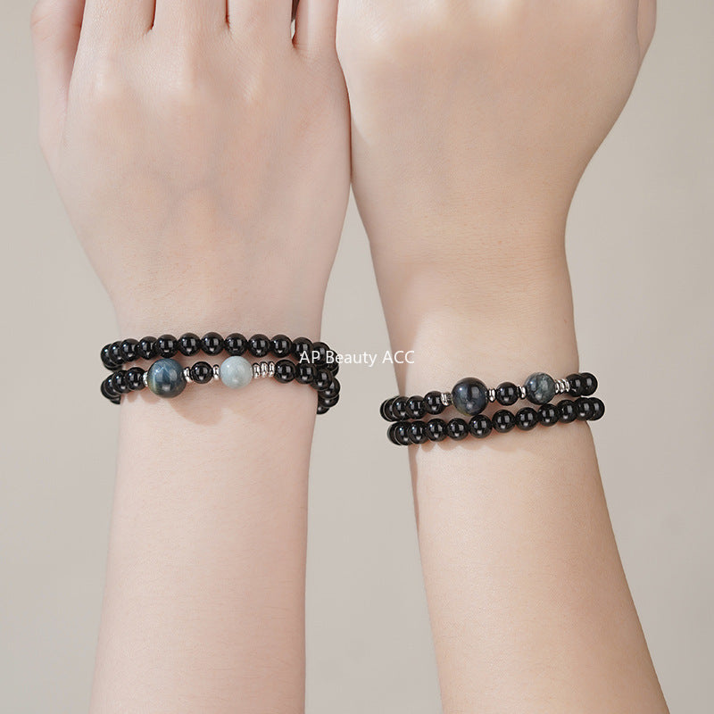 B관 - 999 실버 더블 레이어 비즈 커플 팔찌 [YC4870SL_1] 25.11-2