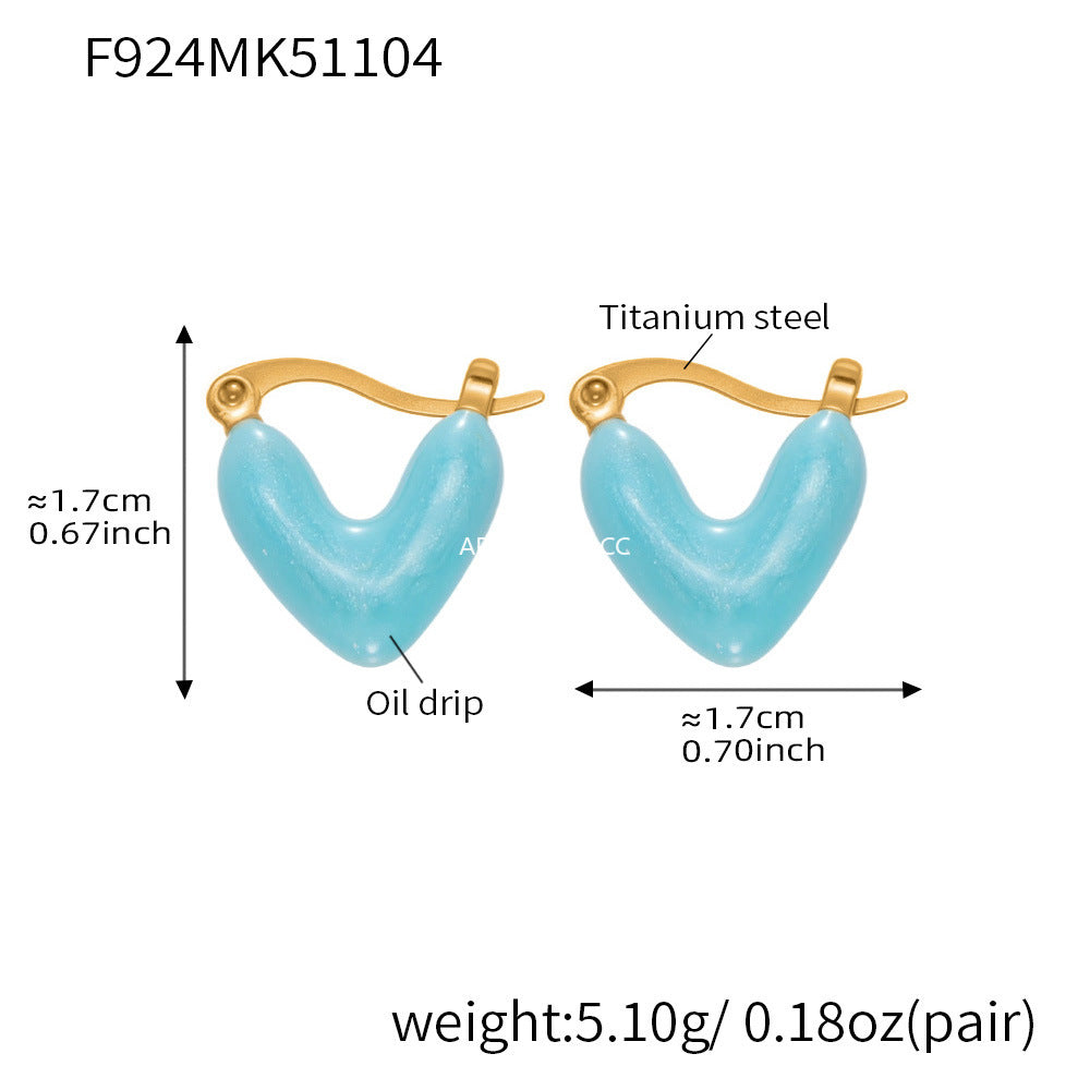 D관 - 티타늄 스틸 언밸런스 하트 18K 도금 귀걸이 [F924] 25.11-2