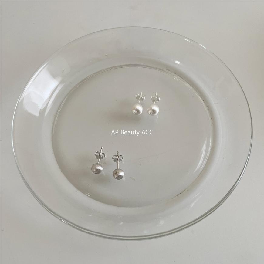 F관 - 925 실버 샌딩 원형 볼 귀걸이 [C1064] 25.09-4