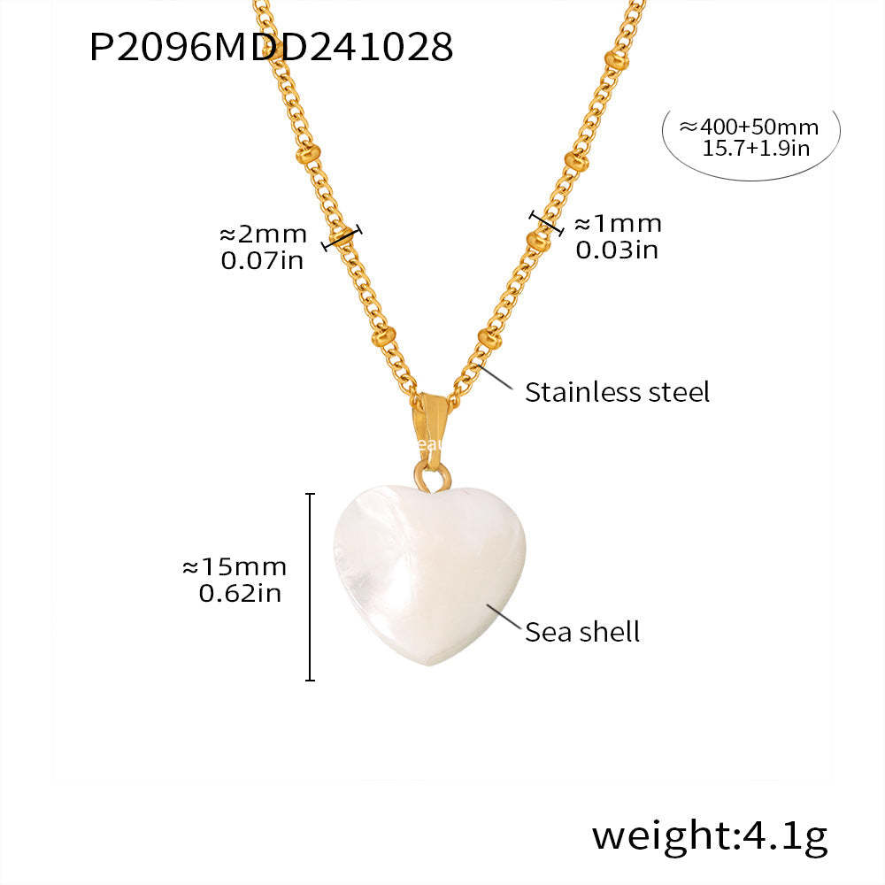 D관 - 프렌치 캐주얼 럭셔리 하트 쉘 펜던트 스테인리스 스틸 18K 도금 목걸이 [P2096] 24.11-1