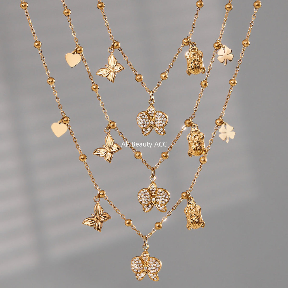 D관 - 스테인리스 스틸 18K 도금 나비 펜던트 목걸이 [P1712] 25.10-3