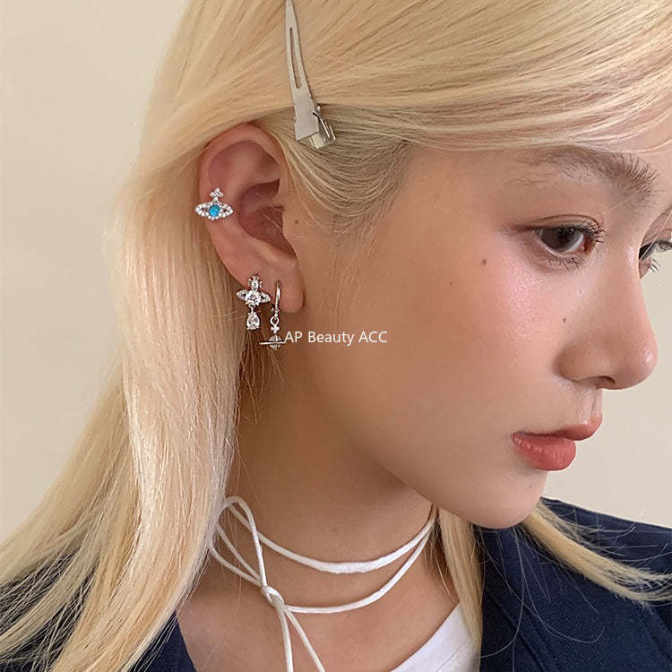 A관 - 큐빅 행성 티타늄 스틸 피어싱 귀걸이 [EH-4347] 25.12-1