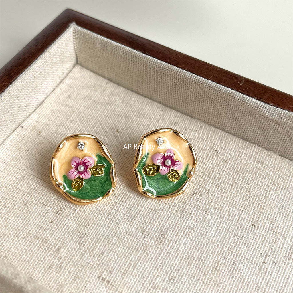 C관 - 복고풍 14K 도금 플라워 꽃 디자인 귀걸이 [4398] 24.06-4