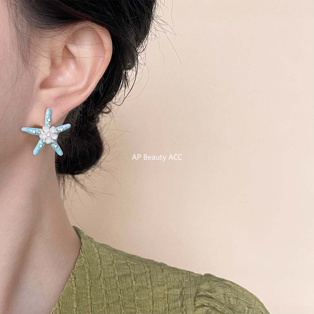 C관 - 해양 테마 별 모양 14K 도금 귀걸이 [4375] 24.06-3