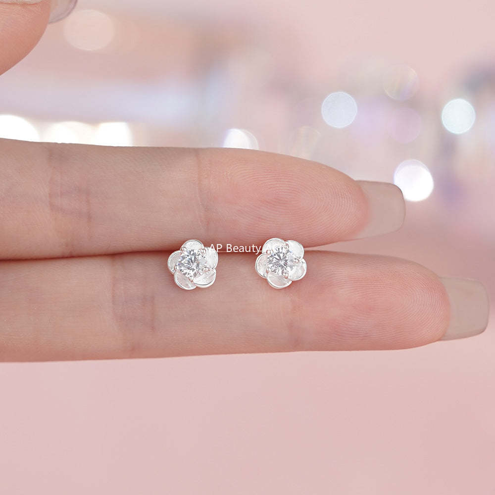 B관 - 999 실버 플라워 큐빅 귀걸이 [YC3124E_2] 25.11-4