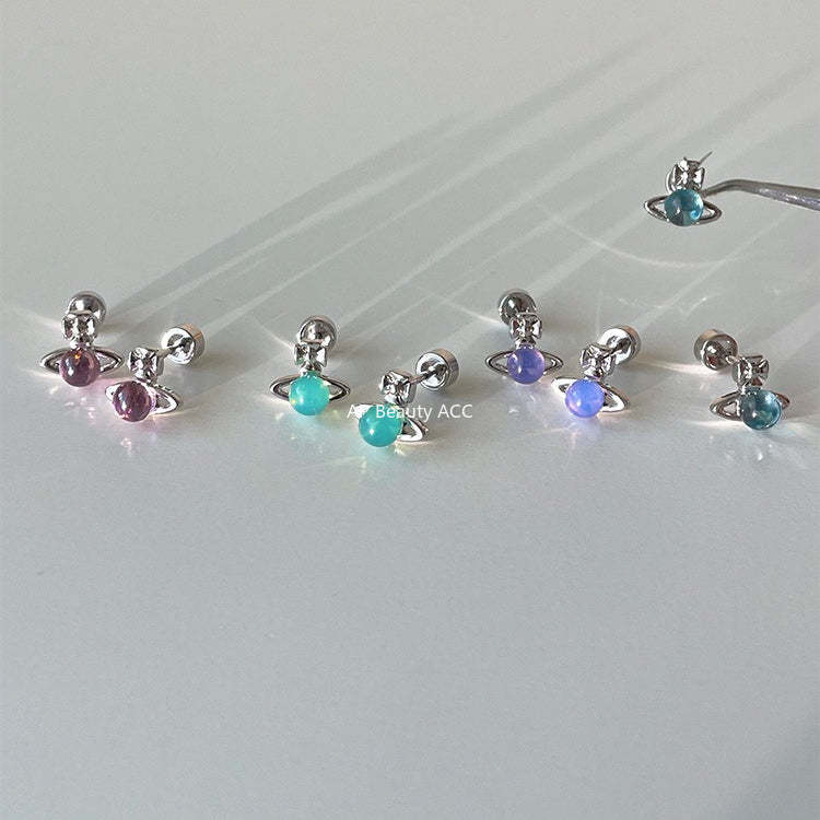 A관 - 행성 디자인 큐빅 티타늄 스틸 피어싱 귀걸이 [EH-4343] 25.12-2